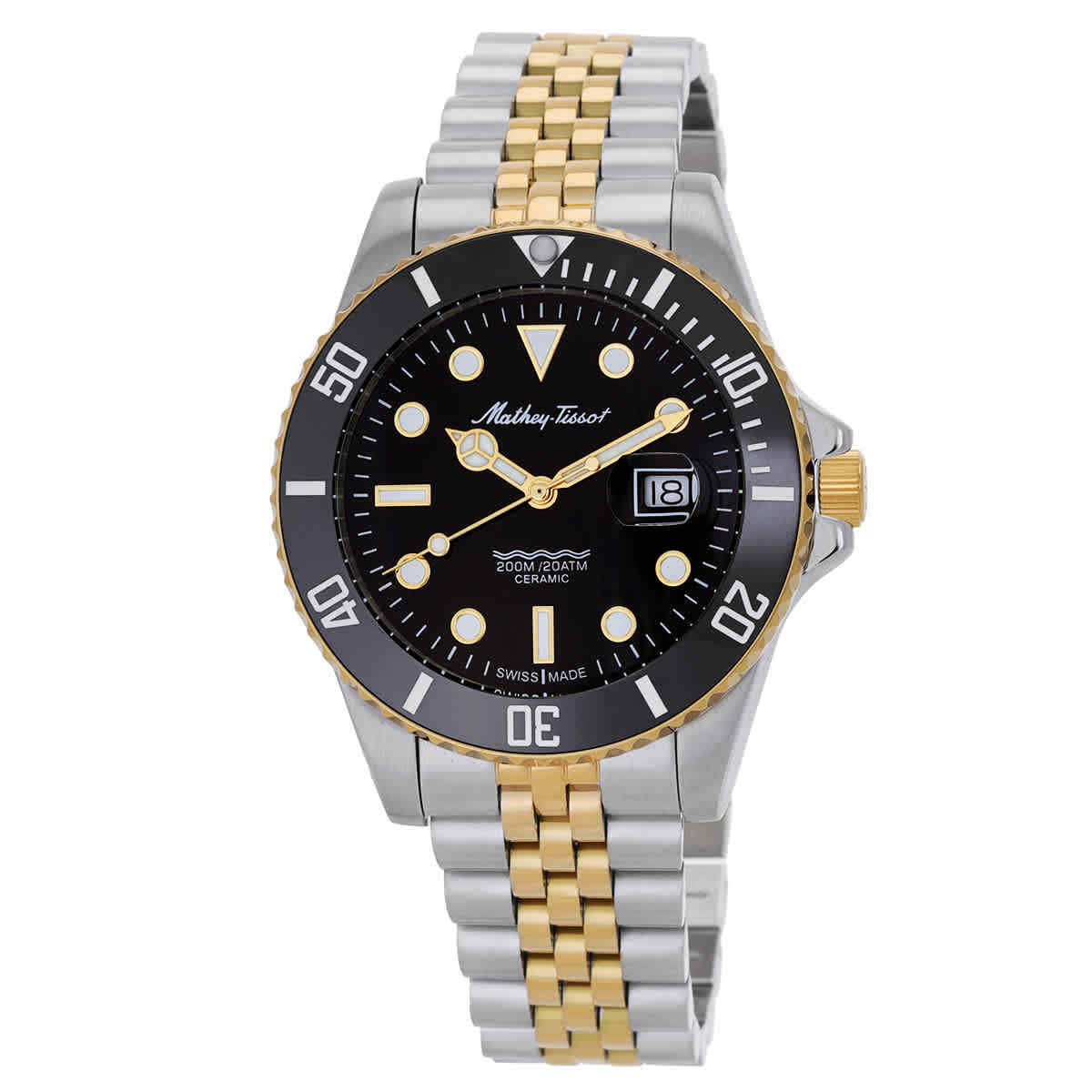 Мужские часы Mathey-Tissot Mathy с керамическим кварцевым циферблатом и черным циферблатом H901CRBN