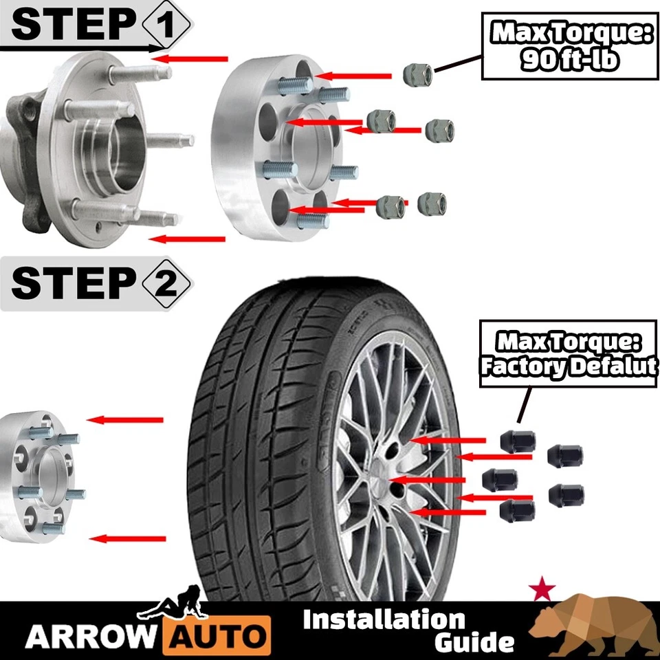4x 1.25" 5x4.75"-Hub to 5x4.5"-Wheel Adapter Spacer Fit Regal/CTS/Camaro/Impala — 第 2/3 张图片