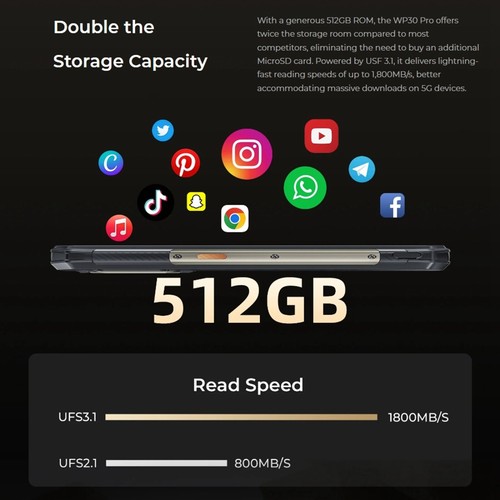 Oukitel WP30 Pro 5G Rugged Phone 12+512GB 11000mAh Android13 120Hz 120W Charge - Picture 13 of 18