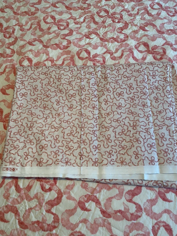 Joan Kessler “Beauregard” Pink Bow Ribbon Cotton Chintz Fabric Girls Baby 4.3yd - Image 4 of 4