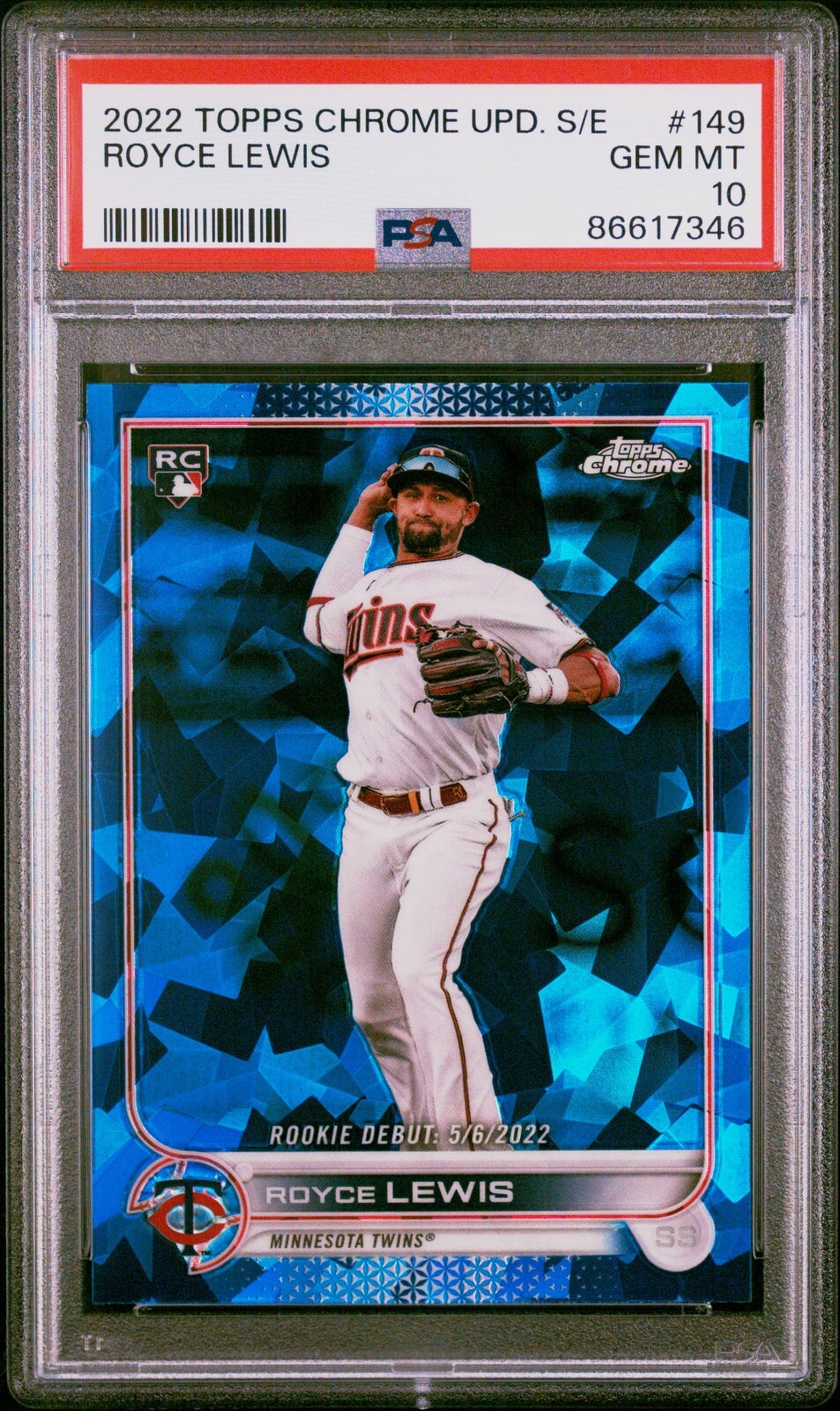 2022 Topps Chrome Update Sapphire #149 Royce Lewis Rookie Debut (RC) PSA 10