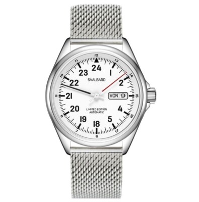 Svalbard DEMARK GH12 Automatik Edelstahl Weiß Silber Datum Schwarz Herren Uhr