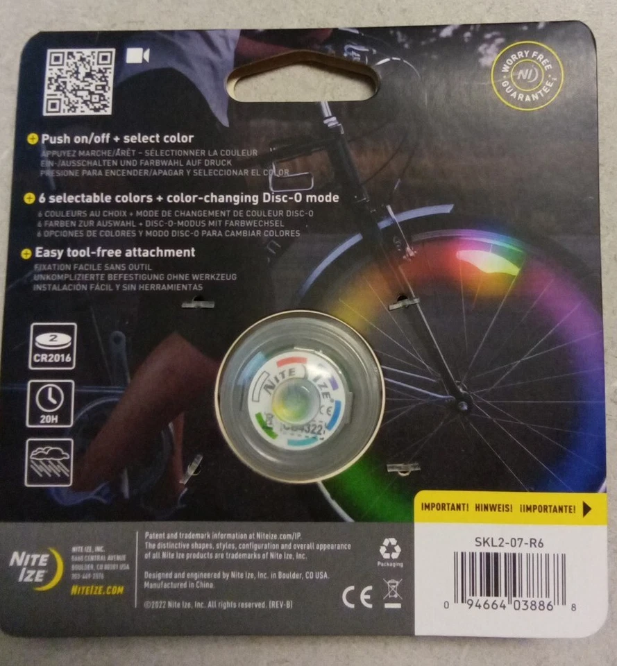 Luz de roda LED Nite Ize SpokeLit Disc-O Select. Lote de 2 - Imagem 2 de 2