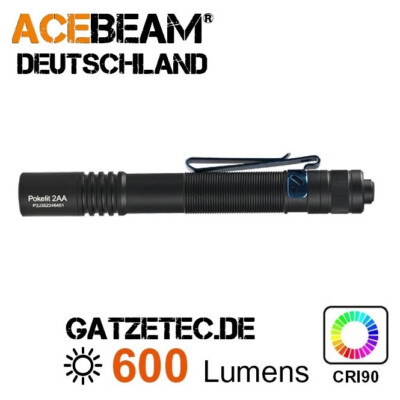 ACEBEAM Pokelit 2AA Black Edition LED Taschenlampe neu 600 Lumen inkl. Akku