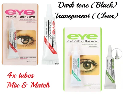 UK BEAUTY SUPPLIES 4x Tubes Strip Lash Glue False Eyelash Glue Strong Waterproof Lash Glue