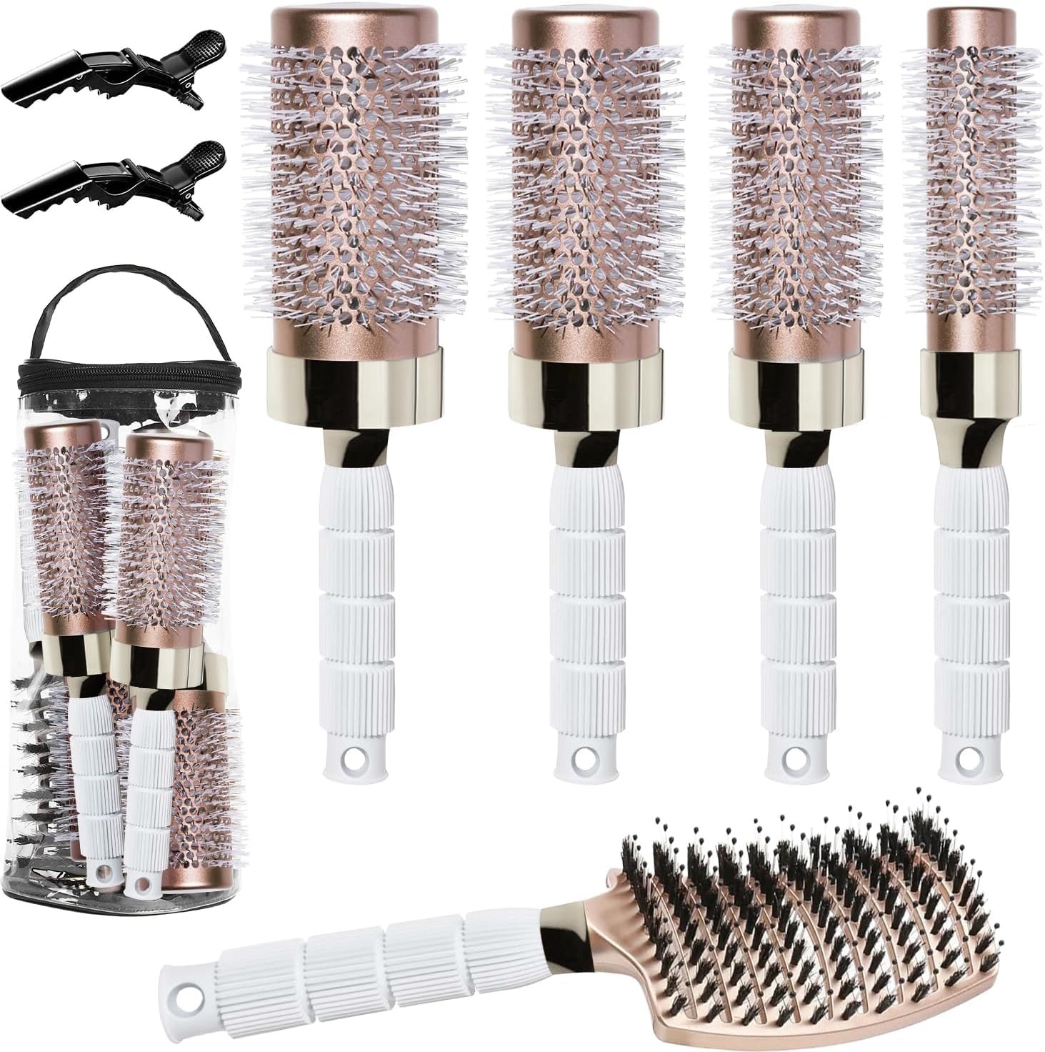 Brosse ronde cheveux pour brushing en céramique antistatique noire de 35mm