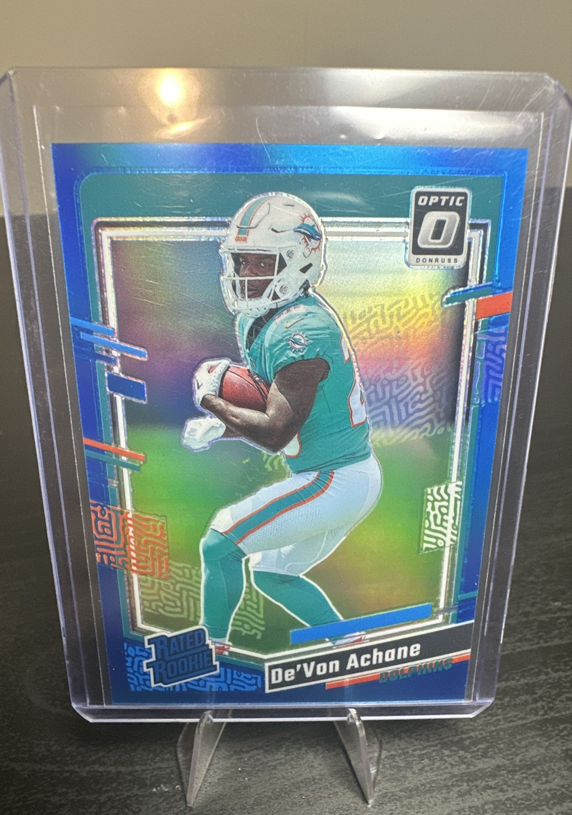 2023 Panini Donruss Optic - Rated Rookie De'Von Achane #269 Aqua Prizm /299 (RC)