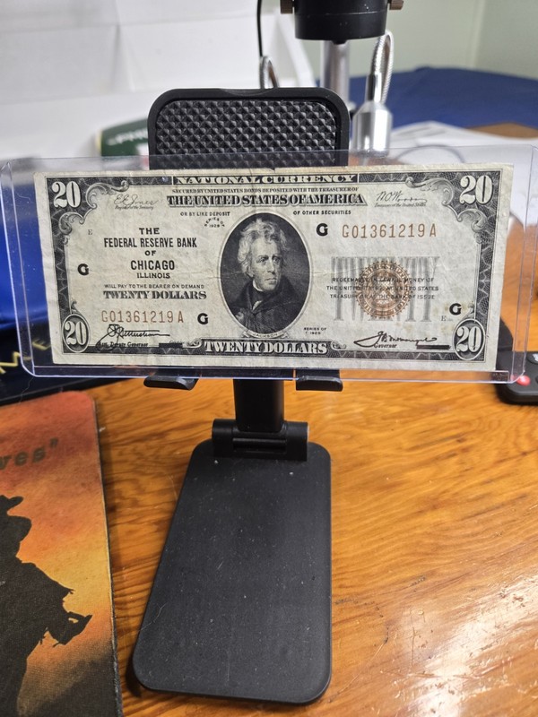 1929 $20 Dollar National Currency The Federal Reserve Bank Of Chicago, IL