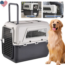 25" Pet Travel Carrier Plastic Animal Crate Hard Sided Dog Cat Transporter Cage