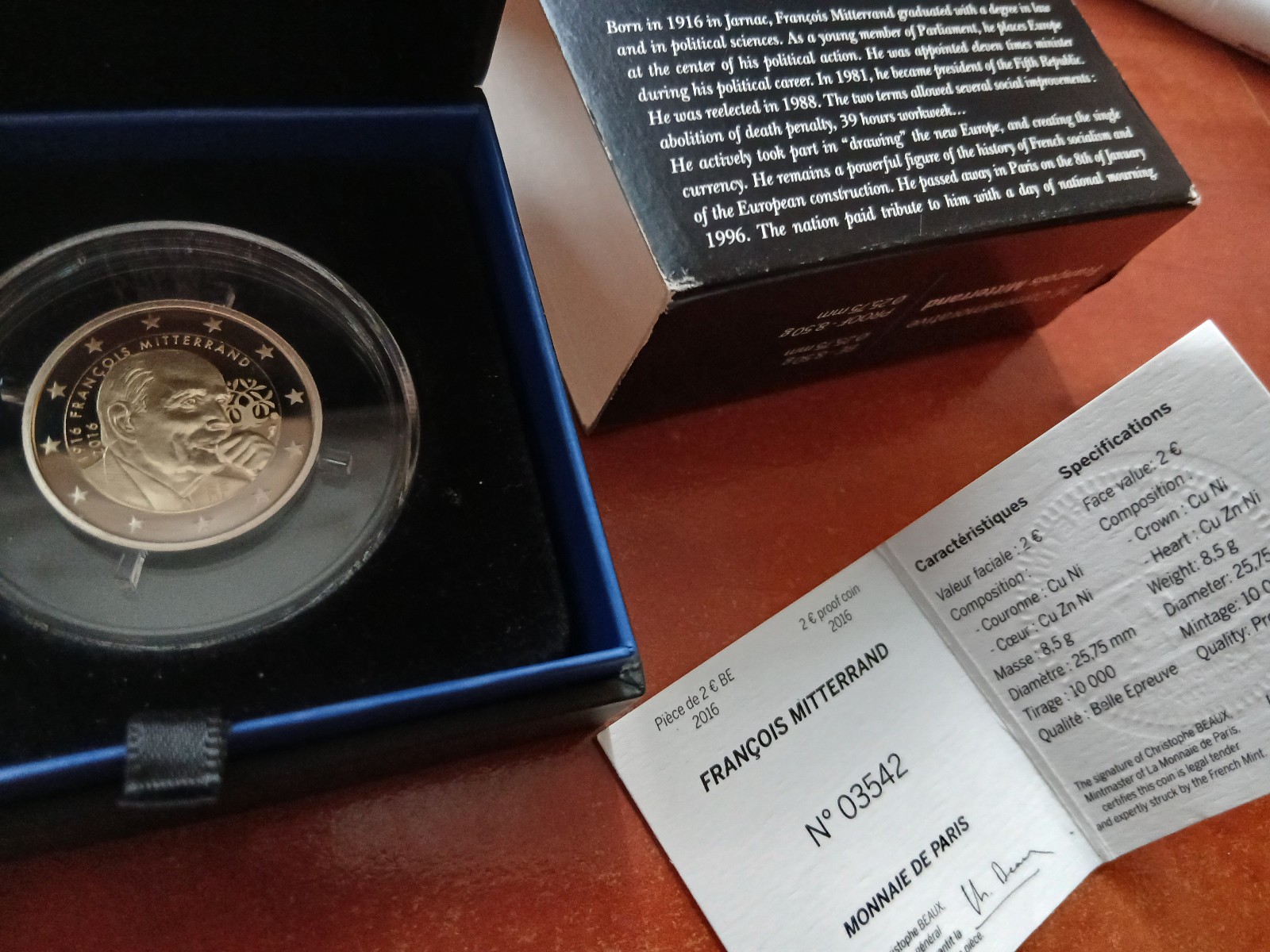 COFFRET MONNAIE 2 Euros Commémorative BE France 2016 : François Mitterrand