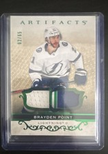 2021-22 Upper Deck Artifacts - Brayden Point #86 Emerald Material Relics /65