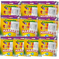 10 PACK-Crayola 10 Count Broad Line Markers Bold Bright Colors Washable Nontoxic