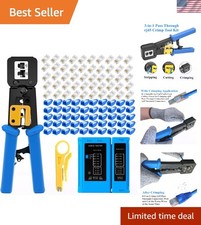 Professional Ethernet Crimper Kit with 50 RJ45 Connectors  Cable Tester Inside
