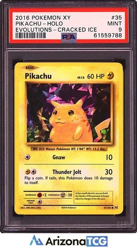 Pokemon 2016 Pikachu 35/108 Cracked Ice Holo Evolutions PSA 9
