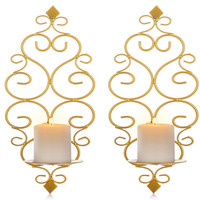 Wandkerzenhalter 2Er Set Metall Gold KerzenstäNder Teelichthalter Wohnzimmer