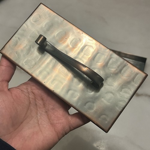 Vintage Gregorian Copper Cigarette Trinket Box Hammered Beautiful Patina - Afbeelding 4 van 15