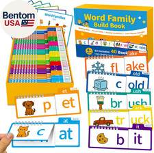 Phonics Flash Cards Word Family Build Book, 40 Read Rhyme Flip Books, Learn to