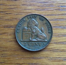 1870 Belgium 2 Centimes World Coin