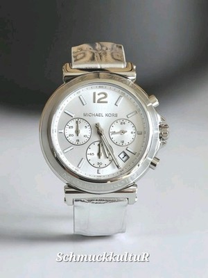 Michael Kors Uhr Maren Damen MK7509 Leder Silberfarben NEU OVP
