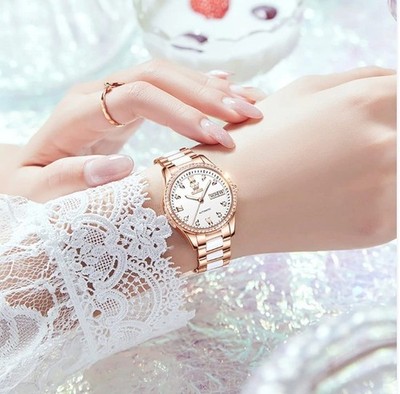 OLEVS Automatic Watch for Women Self Winding Luxury Dress Rose Gold Ceramic