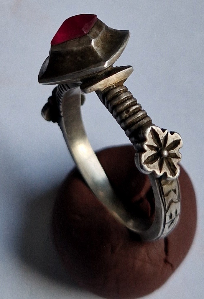 Medieval Style Silver Ring with Raw Ruby -Unique … - image 5