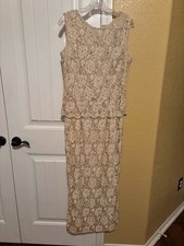 Vintage Stenay Beaded Ivory Long Mother of the Bride or Groom Dress Size 10