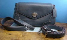 Coach CE634 Millie Blue Pebbled Leather Shoulder Bag Purse W Top Handle Strap