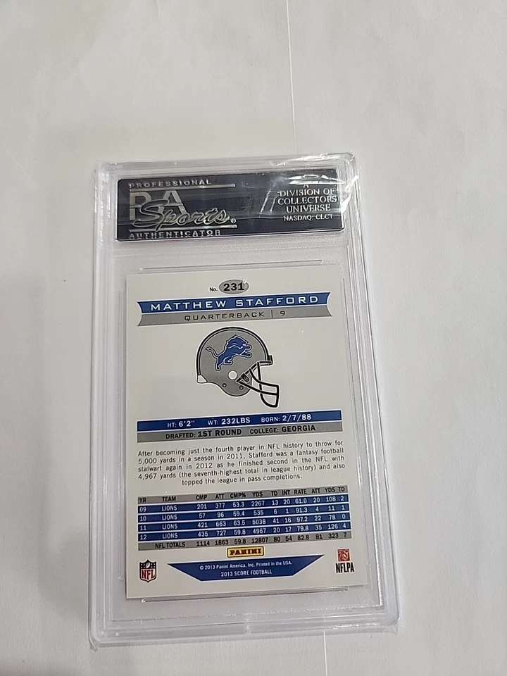 2013 Panini Score Showcase Matthew Matt Stafford #251 72/99 PSA 10 Pop 1 ZL - Image 3 of 3