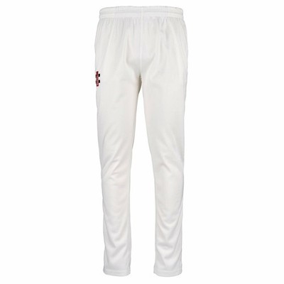 Graue Nicolls Matrix V2 elfenbeinfarbener Besatz schmale Passform Junior Cricket-Hose - kostenloser Versand