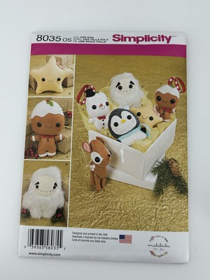 Simplicity 8035 Kawaii Christmas Ornaments Sewing pattern New Uncut