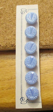 6-Czech Glass 1/4 Card of Raised fancy Design on Blue Buttons .470" 11.93mm
