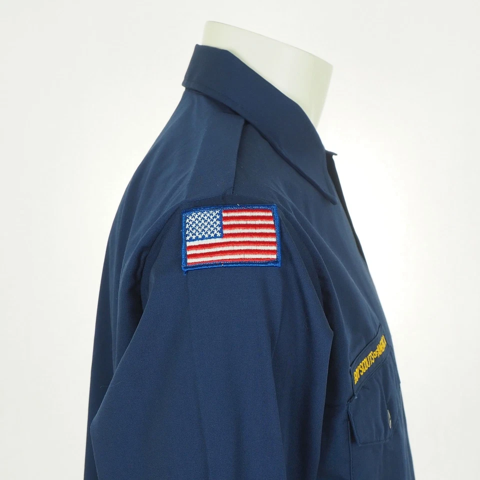 Boy Scouts of America Uniform Shirt Youth Boys 2XL XXL Dark Blue USA Flag Camp - Image 3 of 4