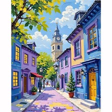 Cityscape Scenery Paint by Numbers Kit for Adults Beginners DIY Canvas Art