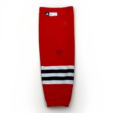 NICK FOLIGNO SIGNED GAME USED HOCKEY SOCK CHICAGO BLACKHAWKS AUTOGRAPH