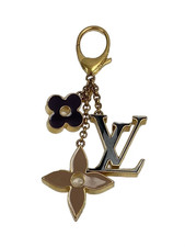 Louis Vuitton Bag Charm Fleur de Monogram Gold Tone M67119 Keychain Authentic