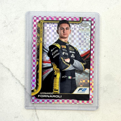2025 Topps Chrome F1 #21 Leonardo Fornaroli Pink Checker Flag Refractor /250