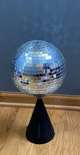Vintage Radio Shack Rotating 8" Disco Mirror Ball w/ Cone Base 16" Tested Works