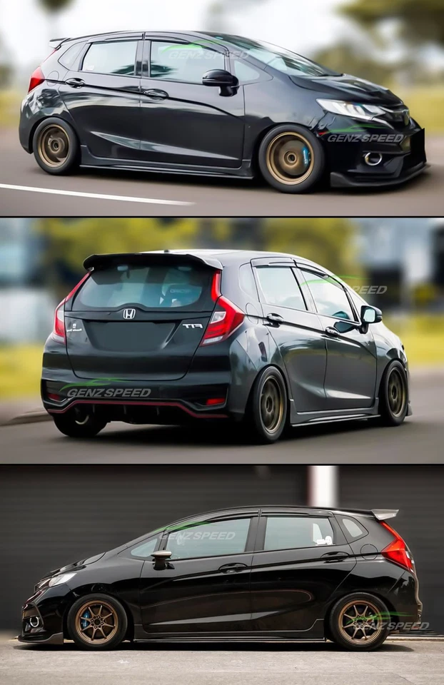 For 2015-2020 Honda Fit Jazz GK5 3D Wavy Mugen Style Window Visors Rain Guards - Image 4 of 4