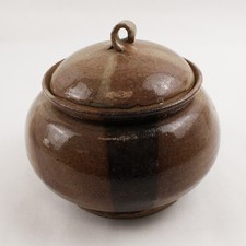 Porous Handmade Brown Glazed Clay Jar 6"