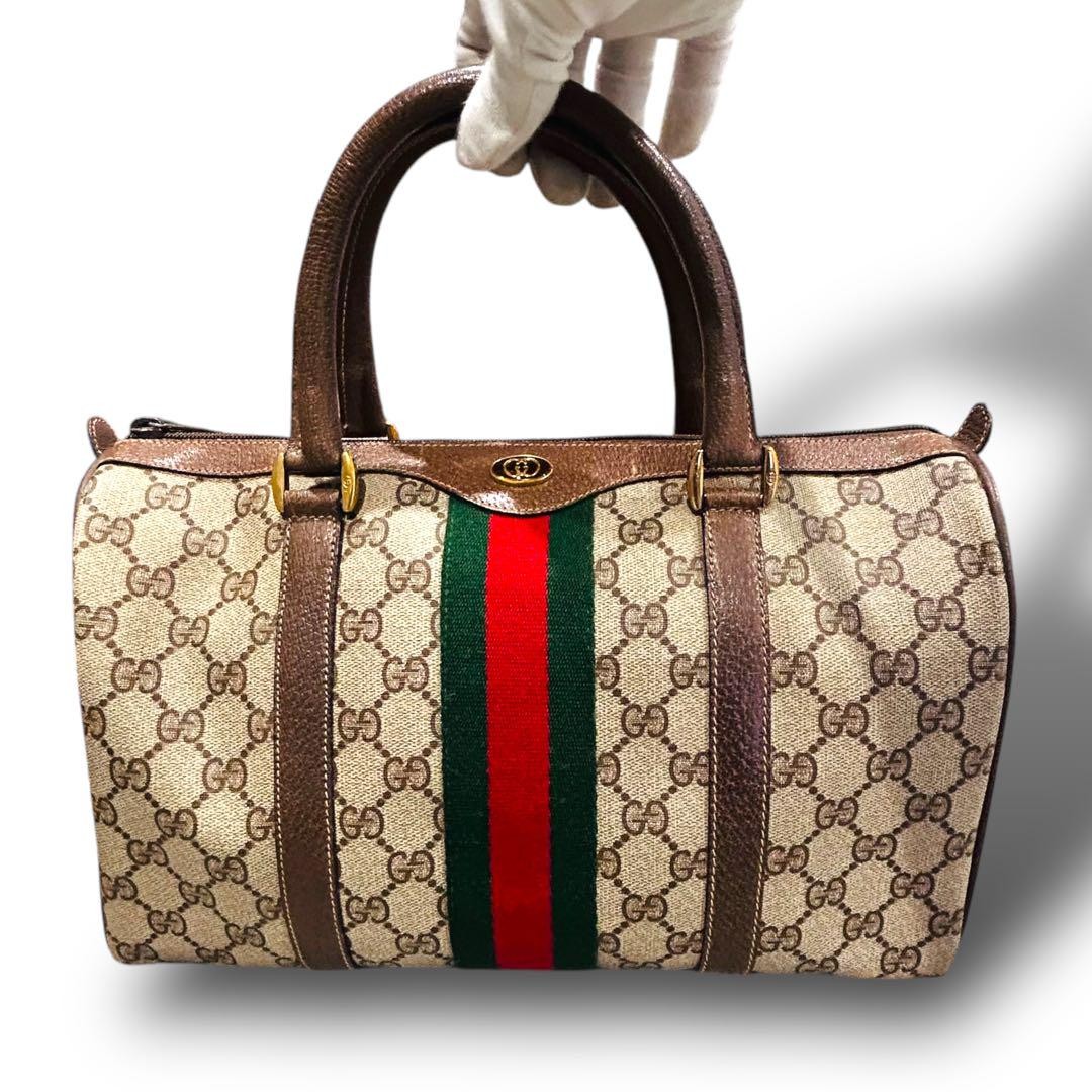 Gucci Sherry Mini Boston Bag in Brown Pre-Owned Authentic