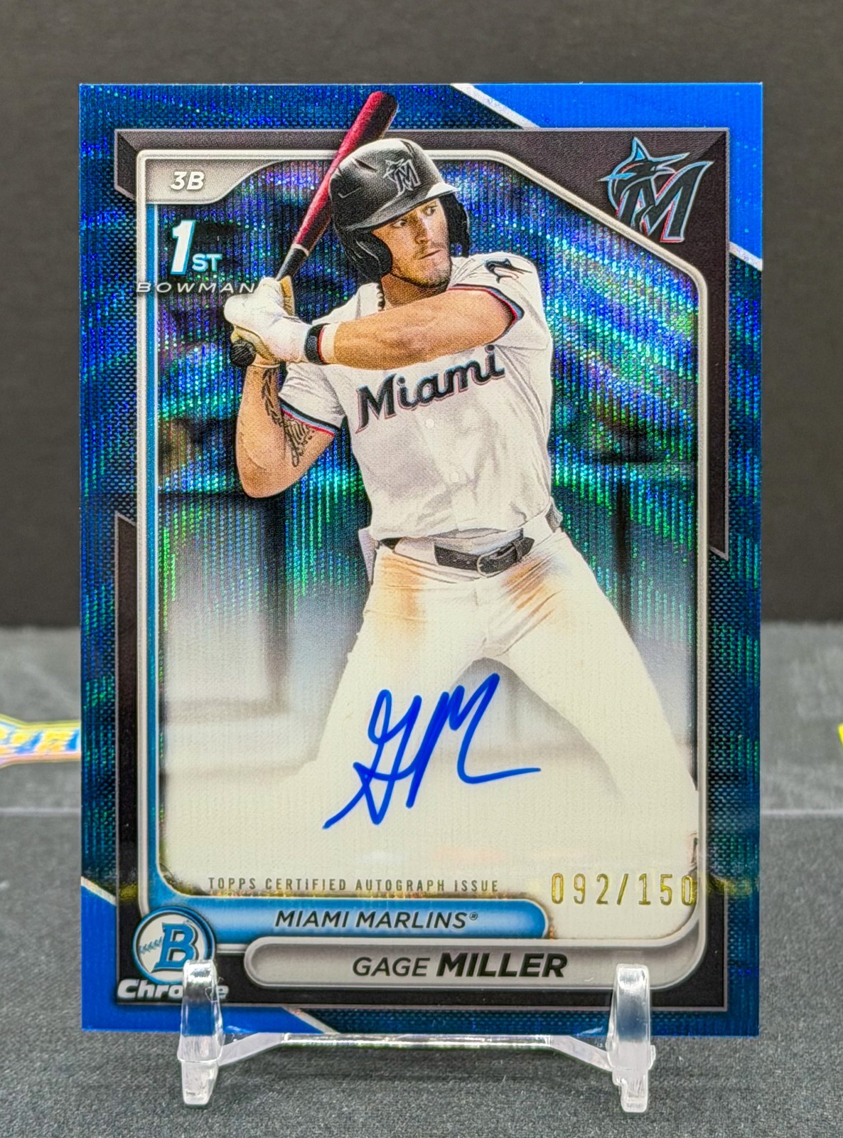 2024 Bowman Chrome Gage Miller 1st Bowman Auto Blue Wave /150 Miami Marlins