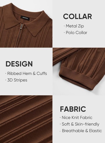 Mens Boss Polo Knit Shirt Casual Short Sleeve Sweater Stylish Polo Work Brown... - Picture 6 of 7