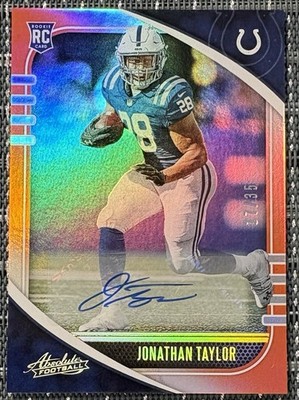 Jonathan Taylor 2020 Panini Absolute Rookie Orange Autograph 17/35 Colts