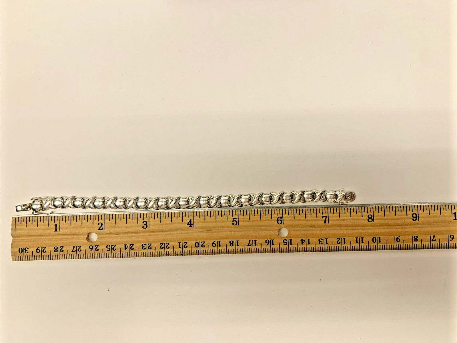 VINTAGE STERLING SILVER 925 FAS HEARTS & KISSES XOXO BRACELET 7.5" RETRO