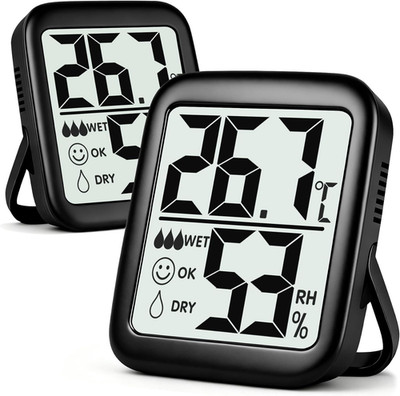 Antonki 2er Pack Raumthermometer für Zuhause Innen Hygrometer Luftfeuchtigkeit Messgerät Messgerät 
