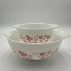 Vintage Pyrex Pink White Gooseberry Cinderella Mixing Nesting Bowl #441 & #443