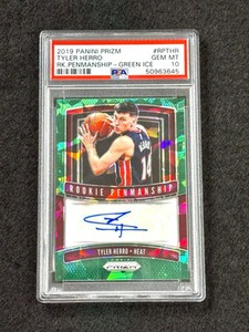 2019 Prizm TYLER HERRO Rookie Penmanship Green Ice AUTO RC #/16 PSA 10 - POP 5