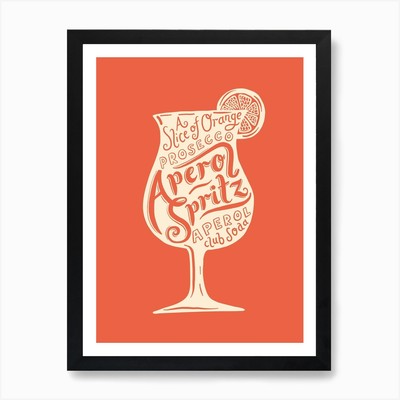 Aperol Spritz Cocktail Art Print Framed Wall Art Poster Canvas Print Picture