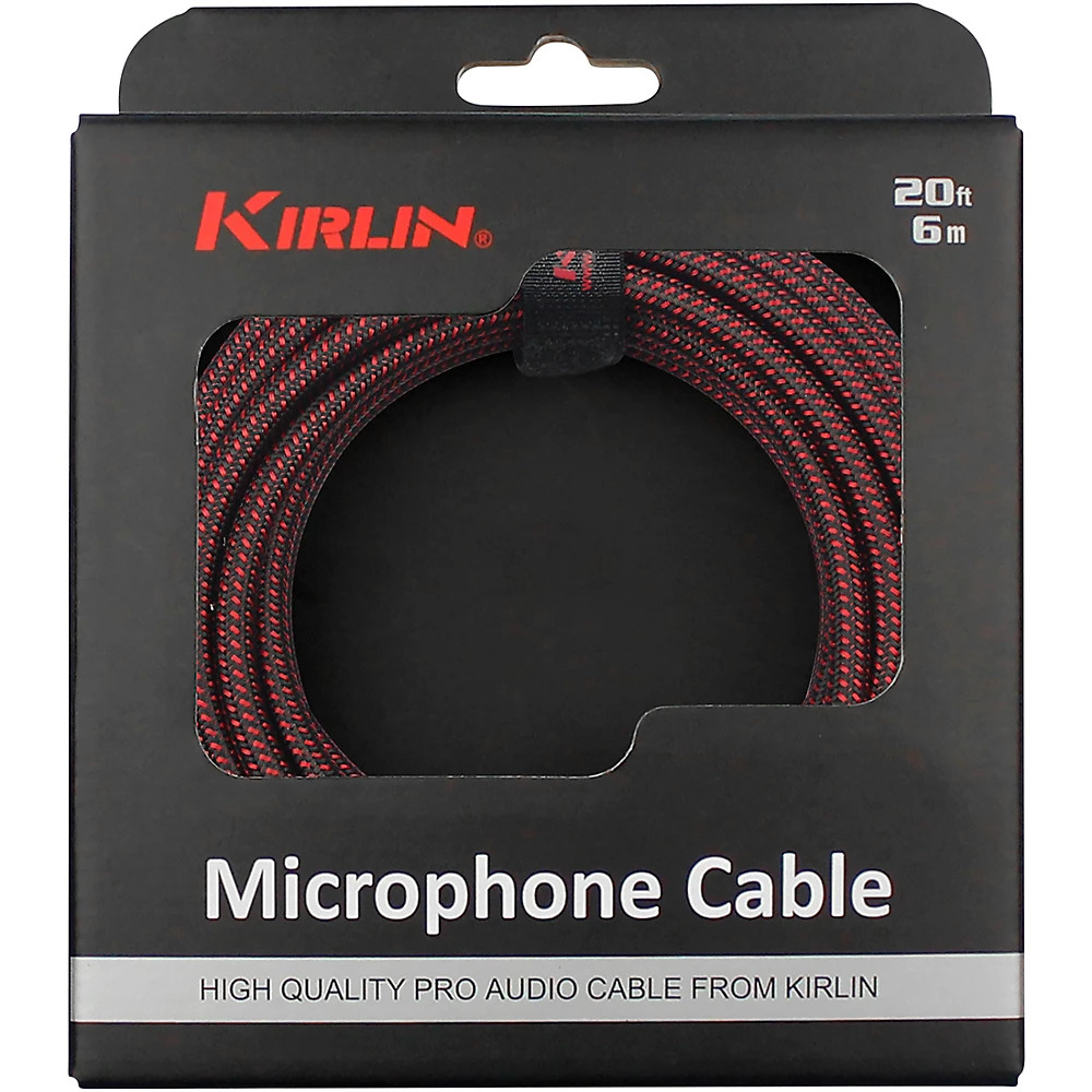 KIRLIN XLR Male To XLR Female Mic Cable - Black And Red Woven Jacket 20 ft 4790₽