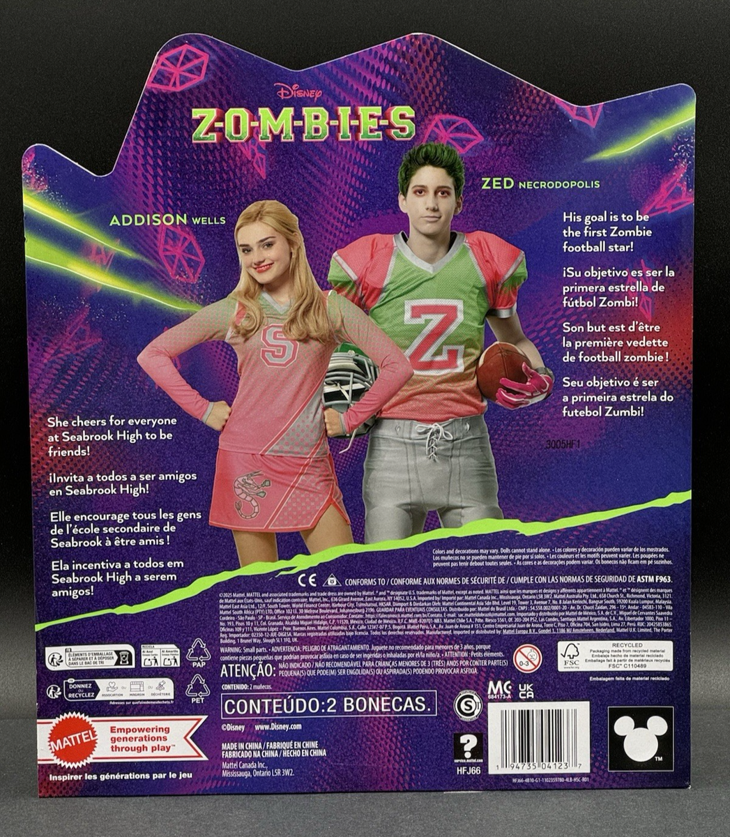 Disney Zombies 2-Pack Addison Cheerleader and Zed Football Player